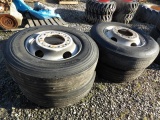 (4) 275/80R22.5 & 295/75R22.5 Truck Tires On Steel Rims
