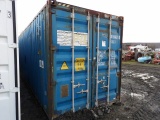 Blue 40' Storage Container, One End Door, Used