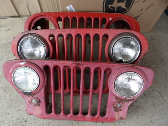 Lot of (4) Red Jeep Grills, From Old To Newer Models