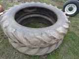 Pair Of Socony Mobil 13.6-38 Tires, Neat Old Checkerboard Tires