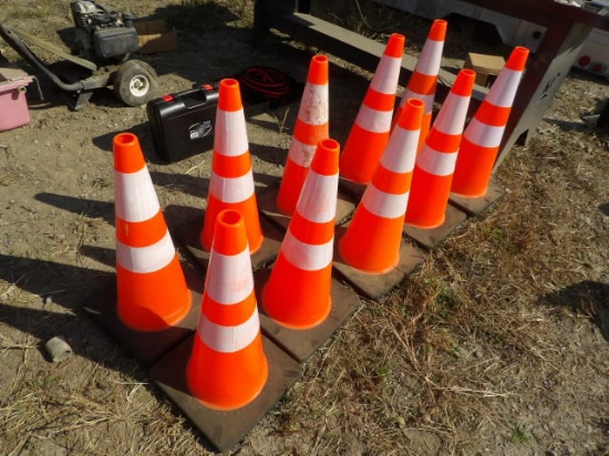 (10) New Road Cones w/ Reflective Tape
