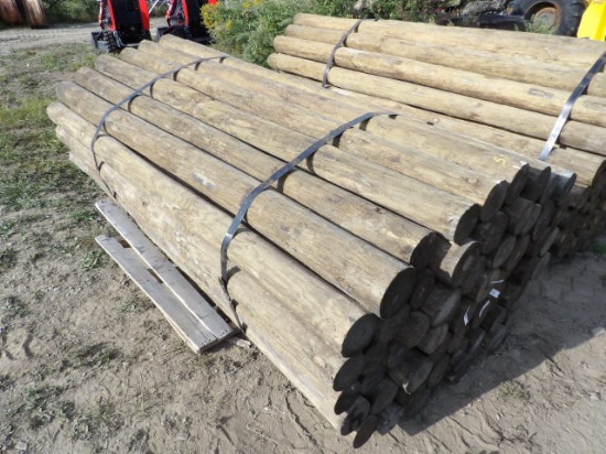 Bundle Of 4"-5" Pressure Treated Fence Posts, 91" Long