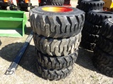 (4) New 12-16.5 Tires On 8 Bolt Bobcat Orange Rims