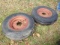 7.50-16 Tri Rib Tires On 6 Bolt Rims, 1 Good Tire 1 Poor Tire
