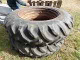 CO-OP 16.9-38 Tires On DB Rims, Bottom Rim Is In Need Of Repair