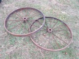Pair Of Antique Decoration Steel Wheels