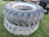 Firestone 18.4-38 Long Bar Short Bar Tires On Double Bevel Rims