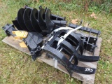 New 7 Piece Mini Excavator Attachment Set, Post Hole Digger w/ Augurs, Seve