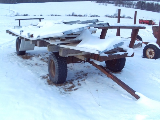 Allis Chalmers Single Axle Running Gear w/ Round Bale Bed, Misc Items On To