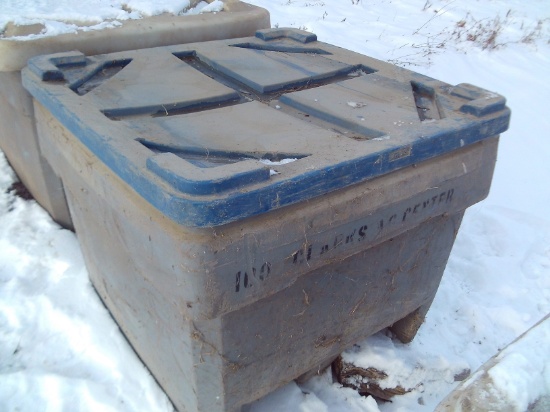 Plastic Tote w/ Small Amount Of Corn Seed