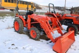 Kubota L3302 4wd Compact Tractor w/ LA525 Loader, Skid Steer Style Quick At