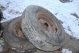 Pair Of Manure Spreader Wheels w/ Hubs, 1 Hub Is Broken