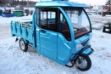New Future 3 Wheel Electric Vehicle, Enclosed Cab, 48 Volt, Flatbed w/ Fold
