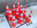 Stack Of 10 Traffic Cones w/ Reflective Tape