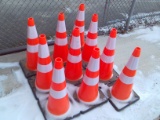 Stack Of 10 Traffic Cones w/ Reflective Tape