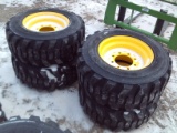 (4) New Forerunner 12-16.5 SSL Tires Mounted On 8 Bolt Rims, 14 Ply