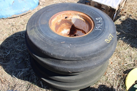 Pair Of 11.00-16 Tires On 8 Bolt Rims