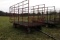 Red Hay Wagon On Zimmerman Gear, Metal Rack w/ Wood Floor, Has The Back Gat