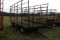 Green Metal Hay Wagon w/ Wood Floor, Rear Gate