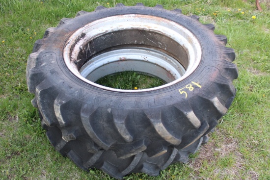 Pair Of 11.2-28 Single Bevel Tires & Rims