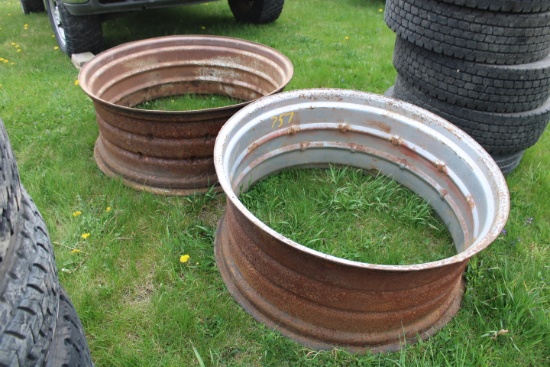 (2) Double Bevel Rims / Fire Pits, Has Some Holes That Need Patched