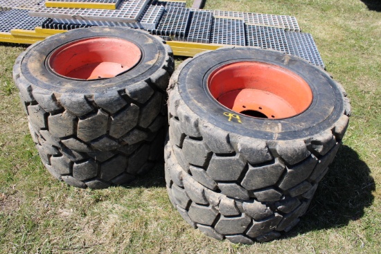 Set Of 4 Bossman Grip 12-16.5 Filled Skid Steer Tires On 8 Bolt Rims