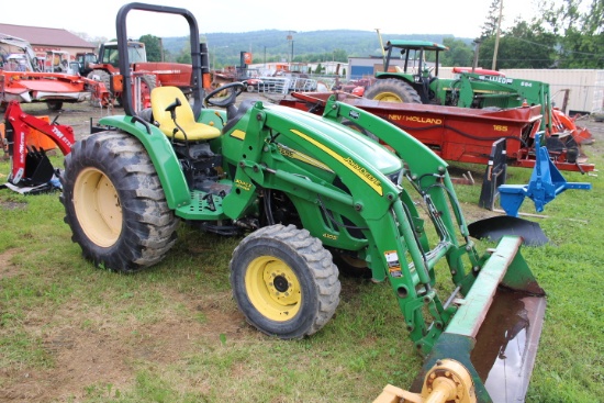 John Deere 4105 4wd Compact Tractor w/ 300CX Loader, Hydro, R4 Tires, John
