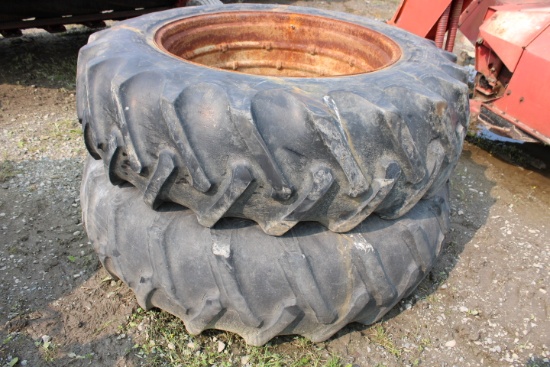 Pair Of 18.4-38 Tires On Double Bevel Rims