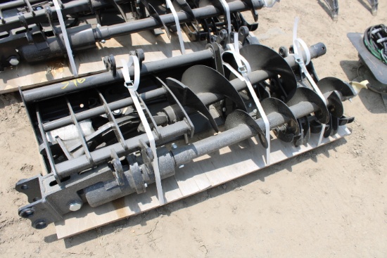 8 Piece Mini Excavator Attachment Set That Includes: Buckets, Post Hole Dig