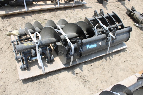 8 Piece Mini Excavator Attachment Set That Includes: Buckets, Post Hole Dig