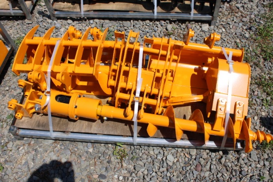 Future Yellow 7 Piece Mini Excavator Attachment Set Includes: 3 Buckets, Po