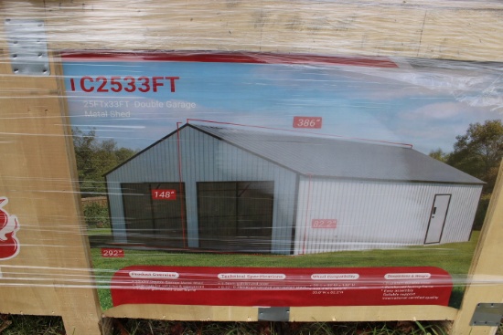 SD Lanch 25x33 Double Garage Metal Shed