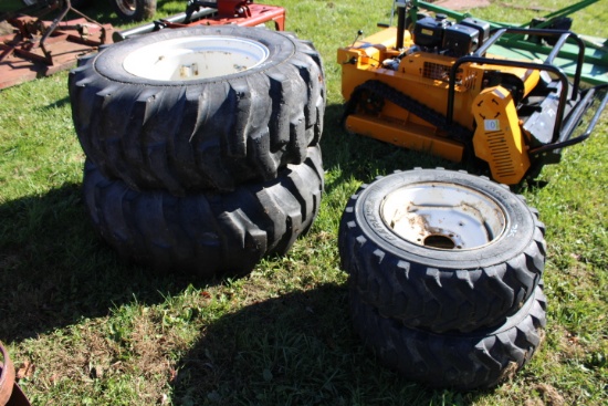 Set Of 4 Tires & Rims Off A new Holland TC40 Tractor, 10-16.5 Fronts / 17.5