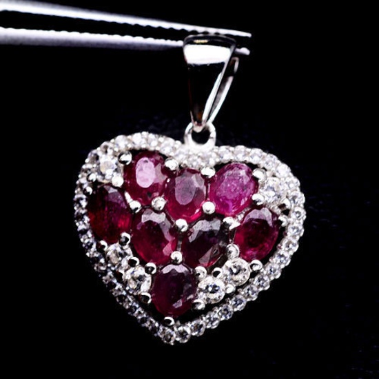 STERLING SILVER RUBY HEART PENDANT