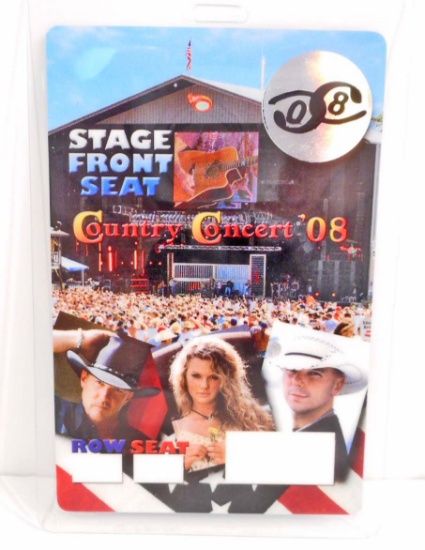 RARE 2008 TAYLOR SWIFT COUNTRY CONCERT STAGE FRONT SEAT LAMINATED PASS