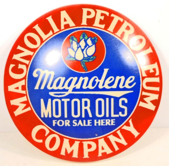 MAGNOLIA MOTOR OIL ADVERTISING DOME METAL SIGN