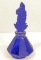 COBALT BLUE GLASS DIAMOND SHAPED PERFUME BOTTLE W/ STOPPER