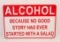 ALCOHOL FUNNY EMBOSSED METAL SIGN