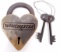 LARGE WINCHESTER HEART BRASS PADLOCK W/ KEYS