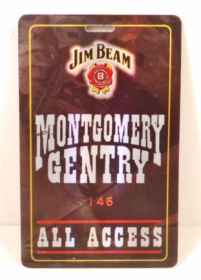 2001 MONTGOMERY GENTRY JIM BEAM TOUR NUMBERED LAMINATED BACKSTAGE PASS