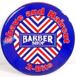 BARBER SHOP ROUND METAL ADVERTISING SIGN