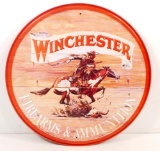 WINCHESTER ADVERTISING ROUND METAL SIGN