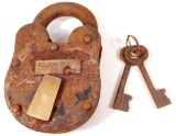 CAST IRON FOLSOM PRISON PADLOCK W/ KEYS