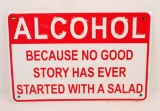 ALCOHOL FUNNY EMBOSSED METAL SIGN