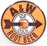 A&W ROOTBEER ROUND METAL ADVERTISING SIGN