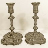 PAIR OF VINTAGE PEWTER CANDLE STICK HOLDERS