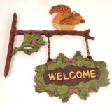 CAST IRON SQUIRREL WELCOME SIGN