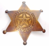 TEXAS RANGERS DELUXE BRASS BADGE W/ RAISED LETTERING