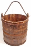 ANTIQUE WOODEN BUCKET W/ HANDLE