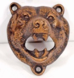 CAST IRON BEAR HEAD BOTTLE OPENER - WALL MOUNT